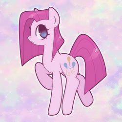 Size: 1300x1300 | Tagged: safe, artist:vivian reed, pinkie pie, earth pony, pony, g4, abstract background, female, mare, no pupils, pinkamena diane pie, solo, standing on two hooves