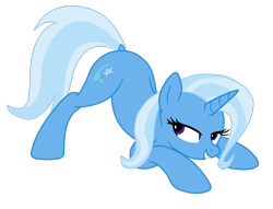 Size: 1611x1229 | Tagged: safe, artist:gmaplay, trixie, pony, unicorn, g4, ass up, butt shake, dock, face down ass up, female, horn, mare, simple background, solo, tail, transparent background