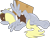 Size: 2440x1864 | Tagged: safe, artist:spookitty, derpy hooves, pegasus, pony, g4, box, family guy death pose, female, mare, pony waifu sim, simple background, solo, transparent background