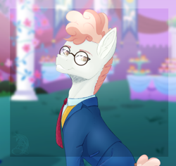 Size: 1920x1815 | Tagged: safe, artist:pheshka, svengallop, earth pony, pony, g4, clothes, glasses, male, solo, stallion, suit