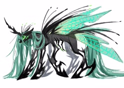 Size: 4093x2894 | Tagged: safe, artist:r-cang, queen chrysalis, changeling, changeling queen, g4, concave belly, side view, simple background, solo, thin, white background, wings