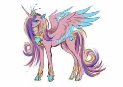 Size: 4093x2894 | Tagged: safe, artist:r-cang, princess cadance, alicorn, pony, g4, alternate design, alternate eye color, colored wings, concave belly, crown, full body, hoof shoes, jewelry, princess shoes, regalia, simple background, solo, thin, two toned wings, white background, wings