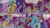 Size: 2000x1125 | Tagged: safe, edit, edited screencap, editor:quoterific, screencap, applejack, fluttershy, opalescence, rainbow dash, rarity, starlight glimmer, twilight sparkle, alicorn, g4, it isn't the mane thing about you, my little pony: friendship is magic, alternate hairstyle, carousel boutique, couch, food, ice cream, mannequin, messy hair, tissue box, twilight sparkle (alicorn)