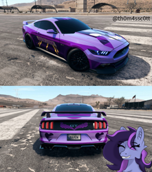 Size: 953x1078 | Tagged: safe, artist:anthroponiessfm, artist:snowy starshine, oc, oc:raven storm, earth pony, pony, airfield, car, cute, ear fluff, eye clipping through hair, eyes closed, fluffy, grin, long mane, mountain, mountain range, need for speed, sky, smiling