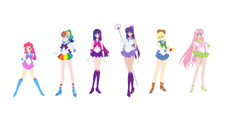 Size: 1024x536 | Tagged: safe, artist:shadowknight1314, applejack, fluttershy, pinkie pie, rainbow dash, rarity, twilight sparkle, human, g4, humanized, mane six, sailor moon (series), simple background, white background