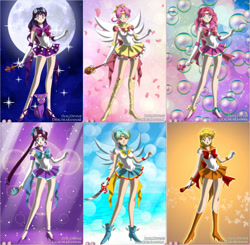 Size: 900x883 | Tagged: safe, applejack, fluttershy, pinkie pie, rainbow dash, rarity, twilight sparkle, human, g4, humanized, mane six, sailor moon (series), sailor senshi maker