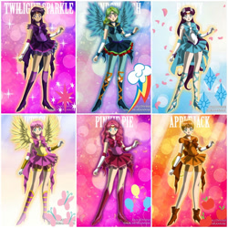 Size: 804x804 | Tagged: safe, applejack, fluttershy, pinkie pie, rainbow dash, rarity, twilight sparkle, human, g4, humanized, mane six, sailor moon (series), sailor senshi maker