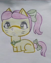 Size: 2678x3333 | Tagged: safe, artist:tom artista, posey bloom, cat, g5, animal, animal in mlp form, catified, drawing, female, solo, species swap, traditional art