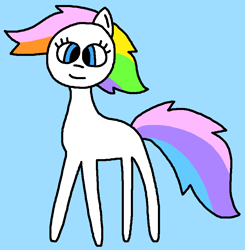 Size: 833x850 | Tagged: safe, artist:the-rainbow-nigga420, first born, earth pony, pony, g1, g4, adoraborn, blue background, closed mouth, cute, female, g1 to g4, generation leap, light blue background, mare, ms paint, simple background, smiling, solo