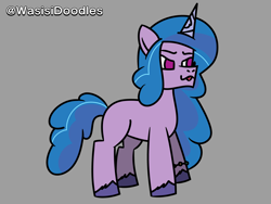 Size: 6000x4500 | Tagged: safe, artist:alejandrogmj, artist:wasisi, izzy moonbow, pony, unicorn, g5, doodle, female, gray background, horn, simple background, solo, tongue out