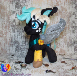 Size: 2349x2304 | Tagged: safe, artist:1stastrastudio, oc, oc only, oc:berry heart, pony, artificial wings, augmented, irl, mechanical wing, photo, plushie, solo, wings, wrench