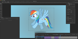 Size: 5066x2564 | Tagged: safe, artist:berpsterponimator, rainbow dash, pegasus, pony, g4, adobe animate, butt wings, fan animation, female, flying, mare, screenshots, solo, wings