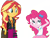 Size: 3290x2520 | Tagged: safe, edit, edited screencap, editor:mrtoonlover83, screencap, pinkie pie, sunset shimmer, human, equestria girls, g4, background removed, duo, duo female, female, hammerspace hair, not a vector, simple background, transparent background