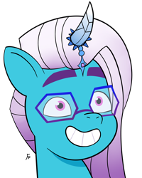 Size: 2022x2529 | Tagged: safe, artist:frownfactory, comet (g5), auroricorn, pony, g5, my little pony: tell your tale, glasses, horn, male, simple background, smiling, solo, stallion, transparent background