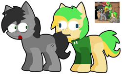 Size: 2368x1480 | Tagged: safe, artist:elianrandomworks, oc, oc only, oc:april, oc:offline, earth pony, pony, pony town, nom, redraw