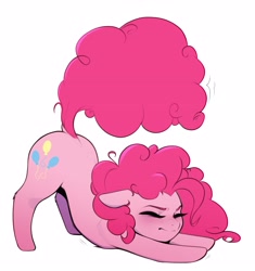 Size: 3672x3912 | Tagged: safe, artist:captainpudgemuffin, pinkie pie, pegasus, pony, g4, behaving like a cat, blushing, concave belly, cute, diapinkes, eyes closed, face down ass up, female, floppy ears, mare, raised tail, simple background, solo, stretching, tail, white background