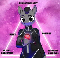 Size: 1000x958 | Tagged: safe, artist:anonymous, edit, oc, oc only, pony, semi-anthro, d20, dice, ponysona, solo, space