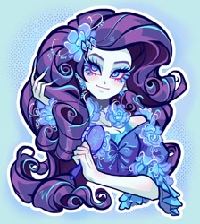 Size: 1832x2048 | Tagged: safe, artist:libbly_libby, rarity, human, equestria girls, g4, brush, female, long hair, long nails, makeup, outline, smiling, solo, white outline