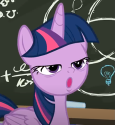 Size: 633x688 | Tagged: safe, screencap, twilight sparkle, alicorn, pony, g4, my little pony best gift ever, :o, chalkboard, cropped, female, mare, open mouth, solo, twilight sparkle (alicorn)