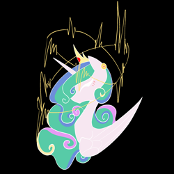 Size: 2048x2048 | Tagged: safe, artist:jess181307, princess celestia, alicorn, pony, g4, black background, bust, female, mare, portrait, simple background, solo