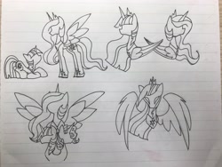 Size: 4032x3024 | Tagged: safe, artist:jess181307, princess cadance, twilight sparkle, alicorn, pony, unicorn, g4, pen drawing, photo, sketch, traditional art, unicorn twilight