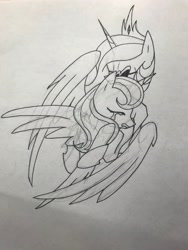 Size: 3024x4032 | Tagged: safe, artist:jess181307, alicorn, pony, duo, female, jewelry, mare, pen drawing, tiara, traditional art