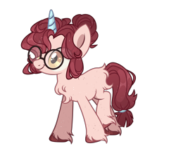 Size: 3600x3000 | Tagged: safe, artist:kreedie, oc, oc only, oc:sugar spoon, pony, unicorn, ambiguous gender, blank flank, chest fluff, fluffy, glasses, hair bun, hairband, high res, horn, ponysona, simple background, solo, transparent background, unicorn oc, unshorn fetlocks