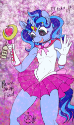 Size: 716x1200 | Tagged: safe, alternate version, artist:sepiakeys, oc, oc:blue giggles, anthro, crossdressing, sailor moon (series), sailor senshi, solo