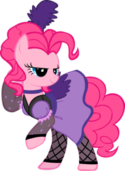 Size: 1024x1399 | Tagged: safe, artist:99xua, pinkie pie, earth pony, pony, g4, over a barrel, clothes, dress, female, lidded eyes, mare, saloon dress, saloon pinkie, simple background, solo, transparent background, vector