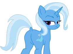 Size: 1363x1024 | Tagged: safe, artist:gmaplay, trixie, pony, unicorn, g4, butt, dock, female, horn, looking at you, looking back, mare, plot, rear view, simple background, solo, tail, the great and powerful ass, transparent background