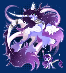 Size: 2732x3004 | Tagged: safe, artist:inspiredpixels, oc, oc:nightlight, pony, unicorn, curved horn, fangs, fluffy, horn, long horn, magic, solo