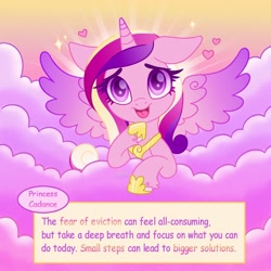 Size: 1500x1500 | Tagged: safe, artist:faelingmagic, princess cadance, alicorn, pony, g4, eviction, female, looking at you, mare, mouthpiece, open mouth, positive message, positive ponies, solo