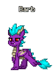 Size: 248x324 | Tagged: safe, artist:veprem, oc, oc only, oc:barb, oc:slash, dragon, pony, pony town, animated, dragoness, female, gif, pixel art, simple background, solo, sprite, transparent background