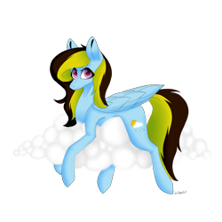 Size: 2449x2449 | Tagged: safe, artist:cookieholderowo, oc, oc only, oc:thundershine, pegasus, pony, cloud, female, long legs, mare, simple background, solo, transparent background