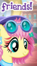 Size: 126x225 | Tagged: safe, gameloft, fluttershy, pony, g4, my little pony: magic princess, 80's fashion, cropped, english, hoofgazer fluttershy, meme, picture for breezies, retro fluttershy, solo, text, wow! glimmer