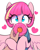 Size: 800x1000 | Tagged: safe, artist:thebatfang, oc, oc only, oc:sweet serving, human, pegasus, pony, :p, clothes, cute, donut, donutsnootle, eye clipping through hair, female, floating heart, food, freckles, heart, human pov, looking at you, mare, ocbetes, offscreen character, offscreen human, police officer, police uniform, pov, simple background, solo focus, tongue out, white background