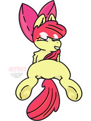 Size: 2048x2732 | Tagged: safe, alternate version, artist:nitrox, apple bloom, earth pony, pony, g4, apple bloom's bow, bow, cute, digital art, female, filly, foal, fur, hair bow, happy, looking away, simple background, smiling, solo, transparent background, underhoof, watermark