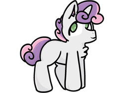 Size: 2732x2048 | Tagged: safe, artist:nitrox, sweetie belle, pony, unicorn, g4, blank flank, chest fluff, colt, cute, foal, green eyes, horn, looking away, male, rule 63, shading, short tail, silver bell, simple background, smiling, tail, transparent background, white fur