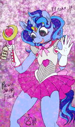 Size: 716x1200 | Tagged: safe, alternate version, artist:sepiakeys, oc, oc:blue giggles, anthro, crossdressing, monochrome, sailor moon (series), sailor senshi, solo