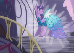 Size: 1024x745 | Tagged: safe, artist:jopale-opal, twilight sparkle, alicorn, canterlot boutique, g4, clothes, dress, princess dress, scene interpretation, twilight sparkle (alicorn)