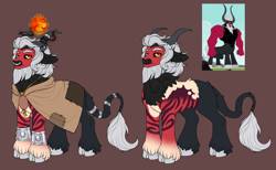 Size: 1280x786 | Tagged: safe, artist:malinraf1615, lord tirek, centaur, taur, g4, alternate design, brown background, cloven hooves, male, nose piercing, nose ring, piercing, simple background, solo