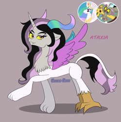 Size: 2680x2688 | Tagged: safe, artist:cookie-ruby, oc, oc only, hybrid, g4, interspecies offspring, next generation, offspring, parent:discord, parent:princess celestia, parents:dislestia, solo