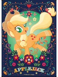 Size: 1080x1440 | Tagged: safe, applejack, earth pony, pony, series:卡游辉月六, g4, official, applejack's hat, card, cowboy hat, english, female, hat, kayou, merchandise, solo, text, trading card