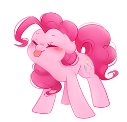 Size: 1110x1062 | Tagged: safe, artist:melodylibris, pinkie pie, earth pony, pony, g4, :p, blushing, cute, daaaaaaaaaaaw, diapinkes, ears back, eyes closed, female, floppy ears, mare, ponk, simple background, solo, tongue out, weapons-grade cute, white background, xp