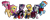 Size: 828x327 | Tagged: safe, artist:vocaloidcyborg, applejack, fluttershy, pinkie pie, rainbow dash, rarity, twilight sparkle, alicorn, earth pony, pegasus, pony, g4, clothes, cosplay, costume, crossover, god tier, god tiers, mane six, mask, simple background, transparent background, twilight sparkle (alicorn)