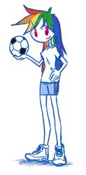 Size: 437x891 | Tagged: safe, artist:siemensohm, rainbow dash, human, g4, football, humanized, simple background, solo, sports, white background