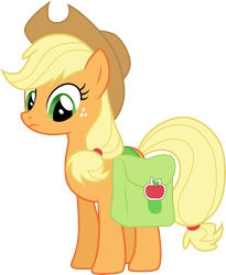 Size: 3000x3662 | Tagged: safe, artist:cloudy glow, applejack, earth pony, pony, dragonshy, g4, applejack's hat, bag, cowboy hat, female, freckles, hat, mare, saddle bag, simple background, solo, transparent background