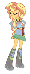 Size: 730x1799 | Tagged: safe, artist:spiralofficialartsyt, oc, oc only, oc:country summer, equestria girls, g4, magical lesbian spawn, offspring, parent:applejack, parent:sunset shimmer, parents:appleshimmer, simple background, solo, transparent background