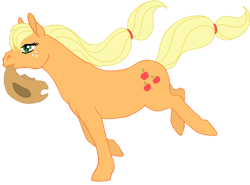 Size: 467x345 | Tagged: safe, artist:quoting_mungo, applejack, earth pony, pony, g4, colored lineart, female, mare, mouth hold, running, simple background, solo, transparent background