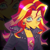 Size: 2048x2048 | Tagged: safe, artist:nimingxiwang168, sunset shimmer, human, equestria girls, g4, abstract background, bust, choker, clothes, collar, ear piercing, earring, female, human female, jacket, jewelry, piercing, solo, spiked choker, spiked collar